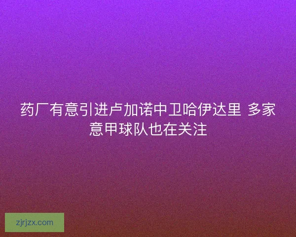 药厂有意引进卢加诺中卫哈伊达里 多家意甲球队也在关注